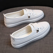 Small White Shoes Woman 2021 Burst Flat Bottom Shallow Mouth 100 Hitch Student Casual Board Shoes Ins Chauga New Foot Pedal Single Shoes