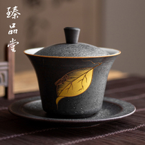 Silver spotted glaze ceramic cover bowl tea cup large tea tea three talent bowl kung fu tea bowl home single retro tea set