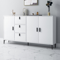Ultra-thin sideboard light luxury post-modern minimalist living room against the wall side cabinet restaurant black and white solid wood lockers