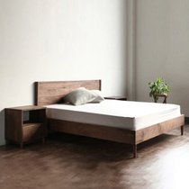 Walnut double bed oak bed Modern minimalist Japanese bedroom furniture 1 8 m 1 5 m solid wood bed double bed