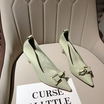 Fairy Wind Net Red Pointed Single Shoe 2022 Spring New Sexy Fine Heel High Heel Shoes Woman Comfort Soft Leather Working Shoes