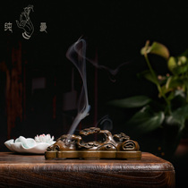 Qingsong Tang Su Works Bronze Stove Parent Hu Qingsong Made Fuku Pine Pile Incense Stove Sandalwood Powder Pan Fragrant Red Copper Smoked Incense Stove