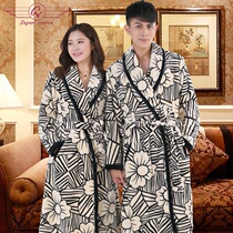 Flannel robe mens winter thickened Sun Robe Womens couple pattern thickened autumn and winter bathrobe
