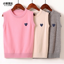 Off-code clearance childrens clothing 7-year-old girl childrens sweater vest small vest Autumn wool sweater Korean version round neck