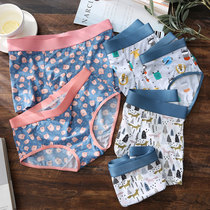 Couple underwear cotton crotch set couple cute Ice Silk cartoon personality trend young womens underwear mens boxers