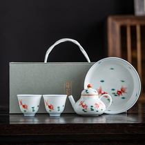 Upscale teapot tea cup suit hands drawing a pot of two cups Home dry foam tray Outdoor Travel tea set Courtesy Box Small Suit