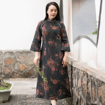 Heavy curtain half roll Autumn Water ballad original early spring new silk turtle pattern fragrant cloud yarn retro cheongsam dress