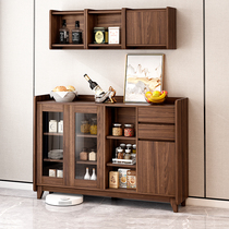 Chinese sideboard large-capacity cupboard home kitchen Nordic living room wine cabinet tea cabinet walnut color locker