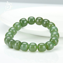 Tianzi jade carving Xinjiang Hetian jade bracelet female green jade lake water green jade hand string male old beads Buddha beads