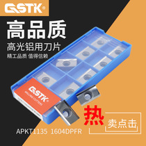 GSTK CNC aluminum blade APKT1604 1135PDFR MA H01 High-gloss aluminum alloy right angle milling cutter grain