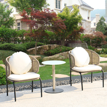  Outdoor tables and chairs Creative balcony leisure tables and chairs Garden courtyard rattan tables and chairs Rattan chairs coffee table three-piece combination