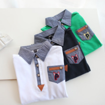 Clear Cabin Member Welfare Boy Long Sleeve T-Shirt Spring Autumn Breathable Mesh Cotton Children Dress Bottom Polo Shirt