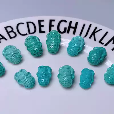 Hubei original mine turquoise mermaid unicorn carving DIY small pendant bracelet droplet Bodhi accessories