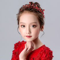 Girls Pearl performance accessories headband hair accessories childrens red headdress small crown flower girl wedding accessories hair hoop women