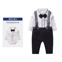 Baby one-piece coat Long-sleeved climbing suit Spring and autumn British dress Baby suit Year-old suit Bib pants two-piece set tide