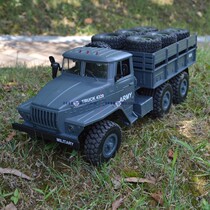 Large Ural army truck six-wheel drive full-scale throttle servo steering 380 motor leaf spring shock absorber load 3kg