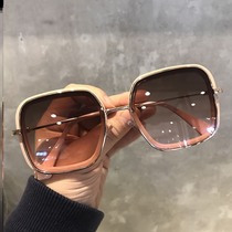 Square big face thin sunglasses womens anti-UV new hipster Korean version of the street shot ins round face powder frame sunglasses