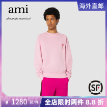 Ami Paris 22 New Macaron Series Round Collar Loose Sleeves for Men and Women Identical Color Loving Embroidered Sweatshirt