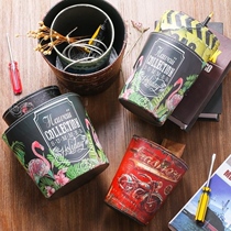 Small desktop mini trash can cute home creative uncovered dining table bedside coffee table storage Korean car