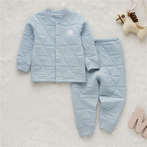 Newborn warm underwear suit infant and child underwear set cotton 0-3-6 month treasure clothes autumn and winter