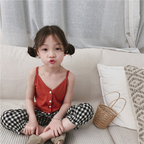 Girl cool harness jacket 2020 Summer Korean version Childrens baby 100 lap slim cotton comfortable vest foreign air blouse
