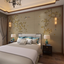 Customized bedside hard bag New Chinese flowers and birds landscape murals modern simple living room sofa TV background wall soft bag