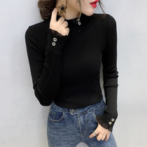 Agaric side sweater beating undershirt woman 2020 foreign air autumn and winter new Euro cargo inner lap long sleeves tight knit cardiovert blouses