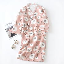 Clips Cotton Kimono Bathrobe Sleeping Dress Lady Money Autumn Winter Air Layer Day Style Sleeping Robe Pure Cotton Pyjamas Pure Cotton Home Clothing