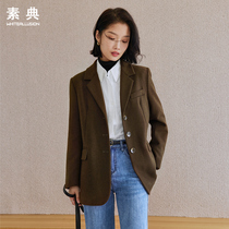 Womens blazer womens 2022 autumn and winter new small loose casual temperament high-quality woolen suit top women