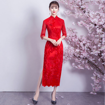 New modified cheongsam 2021 New Bride wedding dress Chinese wedding dress toast slim long female