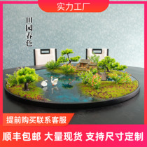 New Chinese turntable in the middle of the Hotel big round table decoration table flower round miniature landscape dining table table setting