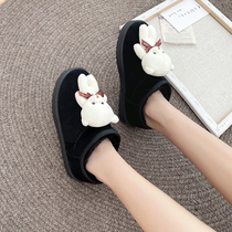 Net red cute bear cartoon snow boots low-top short-tube winter new student all-match low-top one pedal cotton shoes