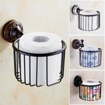 American black tissue holder paper basket toilet round roll holder non-punching roll paper tissue box tissue box tissue holder