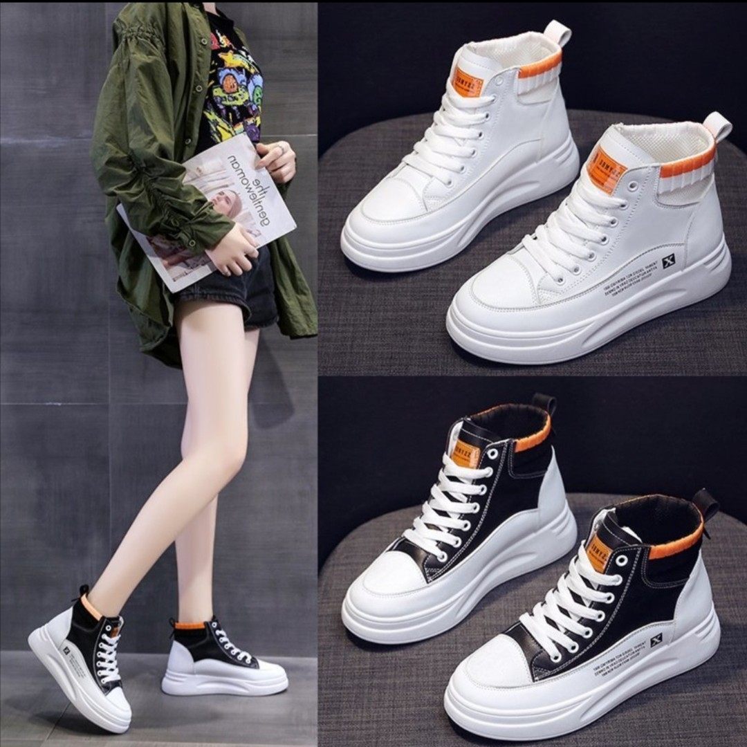 Long and short leg high and low shoes custom left and right foot complementary invisible single only heightened and high leather thick bottom high tube women's shoes