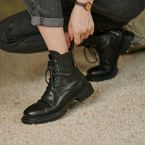 Martin boots British style 2021 new leather black locomotive boots thick with spring and autumn single boots womens short boots