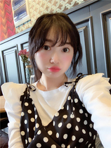 BORAKOO Korea East Gate of the autumn model to wear ~ White bubble shoulder light base long sleeve T-shirt