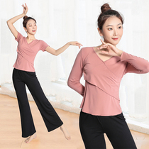 Women's Dance Jacket V-neck Modal Black National Body Training Dance Clothing Suit Dance Pants