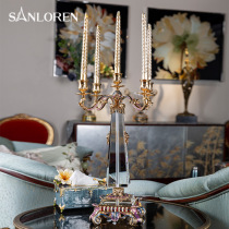 St. Langlun enamel crystal glass candlestick home Villa creative European decorative ornaments living room table candlestick