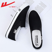 Huili official flagship store Canvas shoes womens shoes summer breathable pedal womens shoes Lazy shoes Old Beijing cloth shoes women