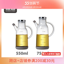 Frost Mountain Japan Home Kitchen Stainless Steel Cover Oil Pot Sauce Bottle Anti Spill Tank Glass Oil Bottle Sesame Oil Vinegar Jug