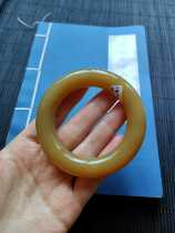A Jingjia spot Hetian Jade Qinghai material boutique wild cattle ditch Brown sugar sweet osmanthus cake rough round bracelet