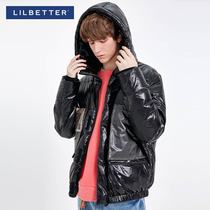 Lilbetter glossy down jacket mens winter hooded jacket trend Korean version handsome mens winter down jacket trend