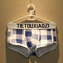 Mens cotton underwear Tide mens plaid boxer pants Japanese sexy bottoms breathable sweat-absorbing short pants
