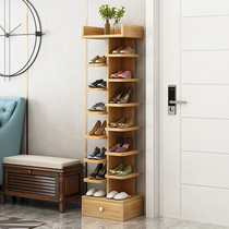 Simple multi-layer shoe rack Space-saving door household wooden shoe rack dust-proof storage storage Economical shoe cabinet