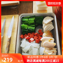Japanese la base stainless steel rectangular flat bottom snack cake tray drain pan frying dish set