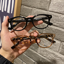 Retro literary glasses frame female Korean transparent small frame flat mirror can be equipped with myopia anti-blue light glasses men