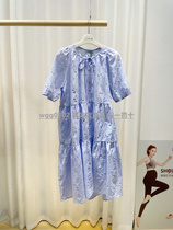 Aimei mommy 21 summer solid dark flower cotton breathable and comfortable bubble sleeve pregnant woman dress