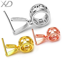 Men and women Silver Buckle accessories button S925 silver hanging buckle melon seed Buckle Head Jade Jade Crystal clip necklace buckle