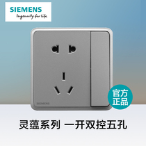 Siemens switch socket panel Lingyun Xinghui silver 86 type five holes with switch single control one open double control five holes