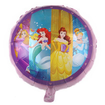 18 Inch Aluminum Film Balloon Round Princess Aluminum Foil Balloon Birthday Party Helium Balloon